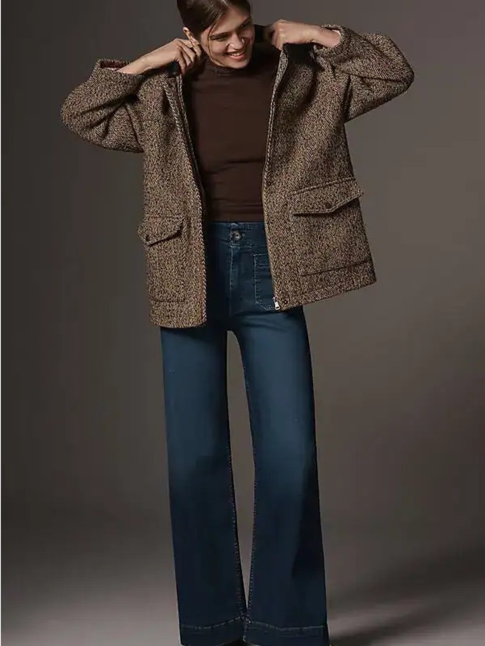 Maeve Dark Blue Colette Crop Wide-Leg Jeans